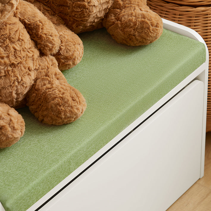 SoBuy | Coffre à jouets | Banc avec coussin d'assise | Boîte de rangement pour enfants | Vert Blanc | KMB80-W