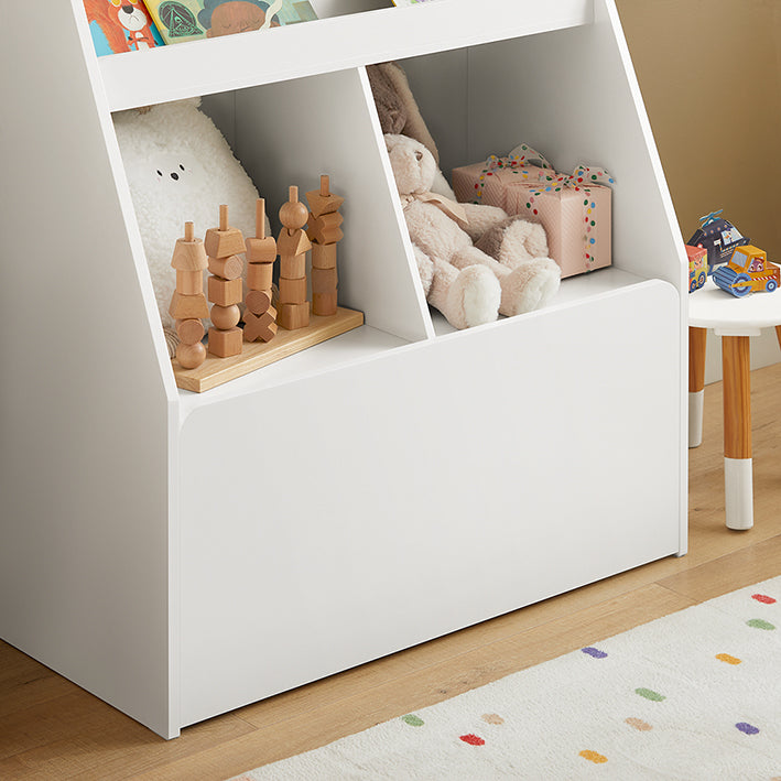 Prévente | SoBuy | Étagère enfant avec 1 coffre à jouets | Bibliothèque | Meuble de rangement enfant | KMB83-W