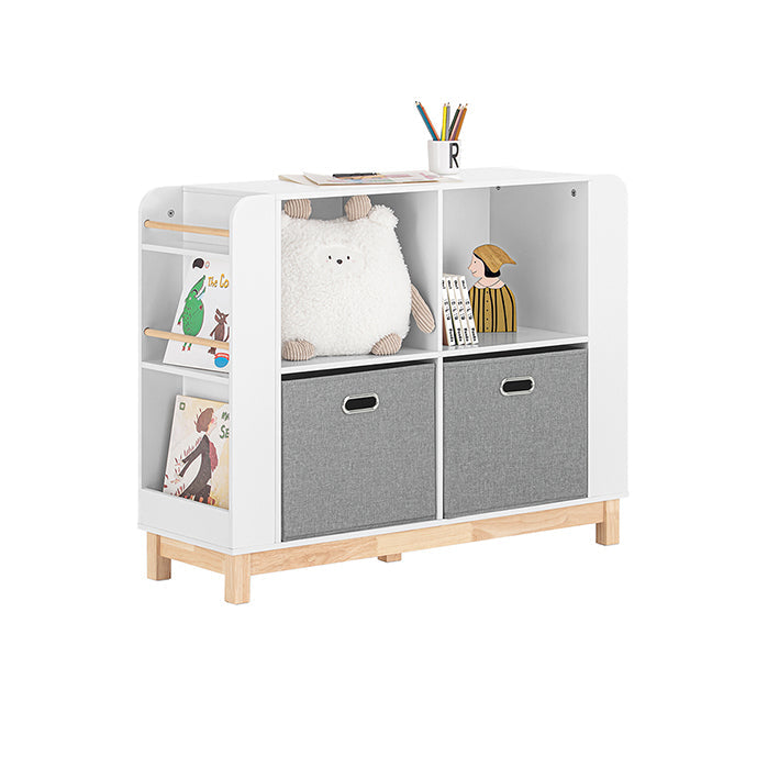 SoBuy | Scaffale per bambini | Libreria | Mobile contenitore per bambini | Bianco-Naturale | KMB85-W