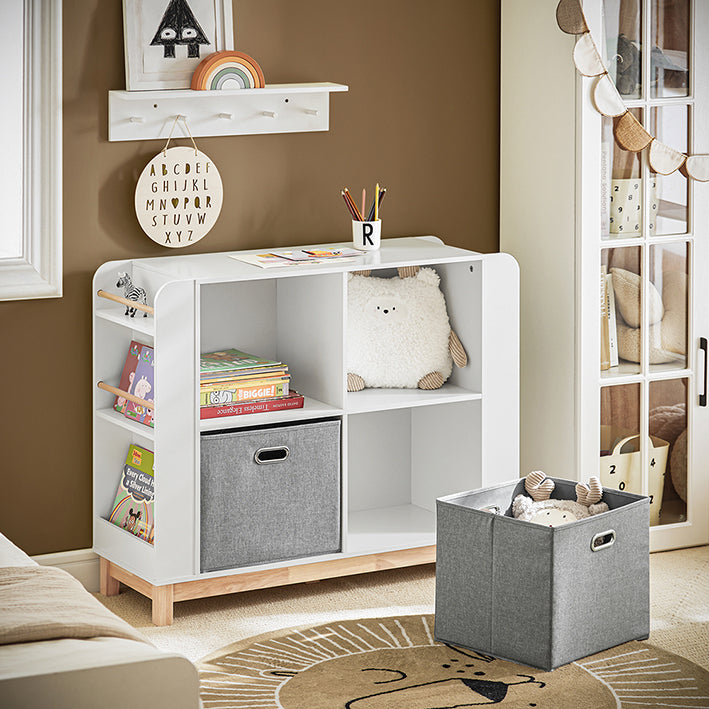SoBuy | Kinderregal | Bücherregal | Aufbewahrungsregal für Kinder | Weiß-Natur | KMB85-W