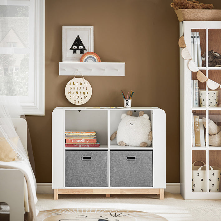 SoBuy | Scaffale per bambini | Libreria | Mobile contenitore per bambini | Bianco-Naturale | KMB85-W