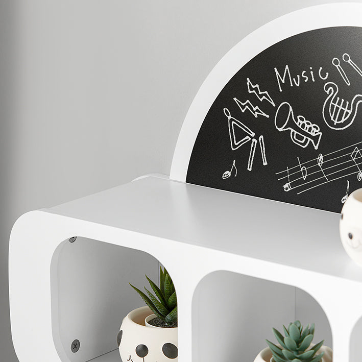 SoBuy | Patère murale enfant avec 1 tablette demi-lune | Étagère murale enfant | Patère murale | Étagère de rangement murale | Blanc-Bleu | KMB86-W