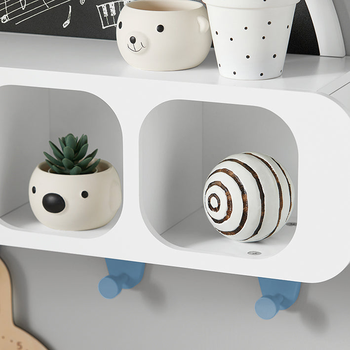 SoBuy | Patère murale enfant avec 1 tablette demi-lune | Étagère murale enfant | Patère murale | Étagère de rangement murale | Blanc-Bleu | KMB86-W