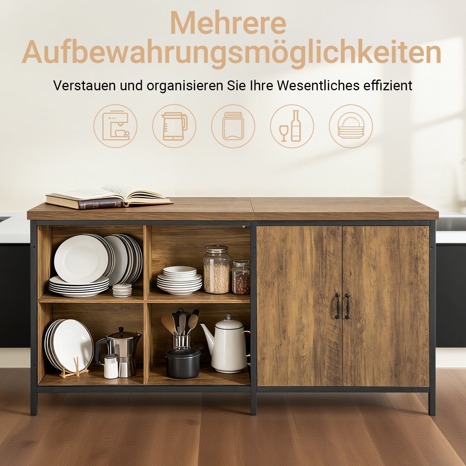 SoBuy | Commode | Buffet | Îlot de cuisine | Meuble de cuisine | KNL01-F