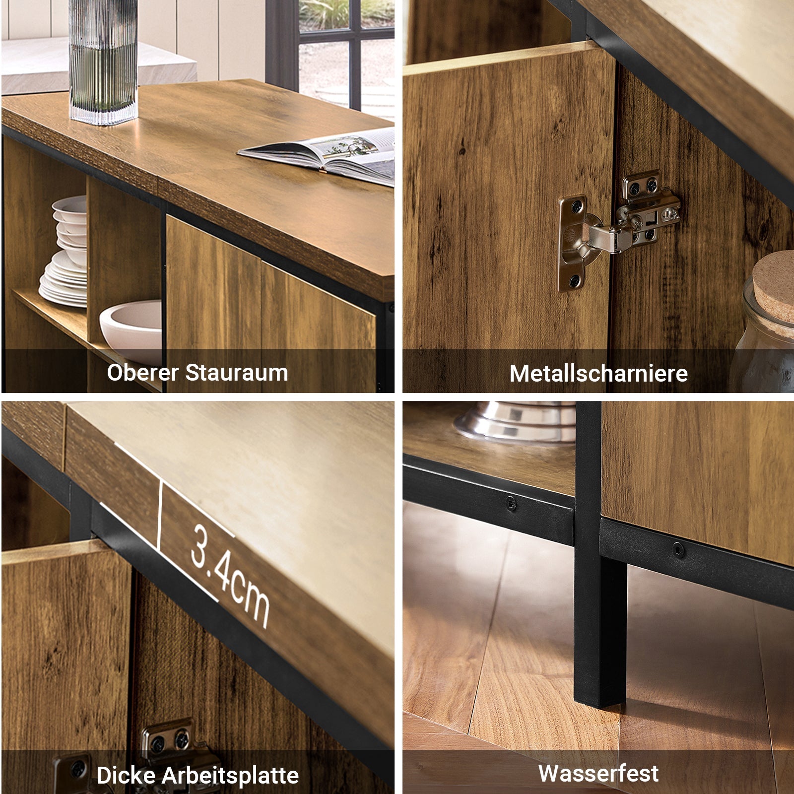 SoBuy | Commode | Buffet | Îlot de cuisine | Meuble de cuisine | KNL01-F