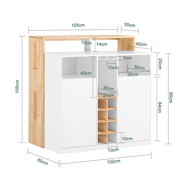 SoBuy | Isola da cucina | Credenza da cucina | Madia | Tavolo da bar | Tavolo da pranzo | Bianco-Natura | KNL07-WN
