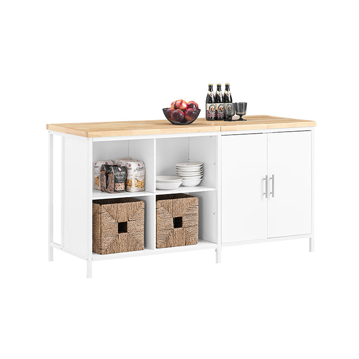 SoBuy | Isola da cucina | Credenza | Mobile da cucina | Cassettiera | Tavolo da bar | Bianco-Naturale | KNL09-WN