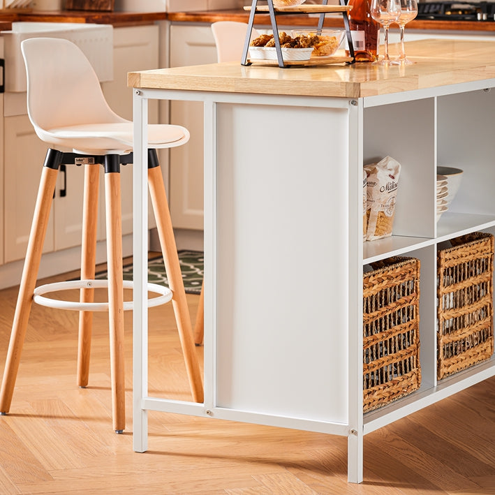 SoBuy | Isola da cucina | Credenza | Mobile da cucina | Cassettiera | Tavolo da bar | Bianco-Naturale | KNL09-WN