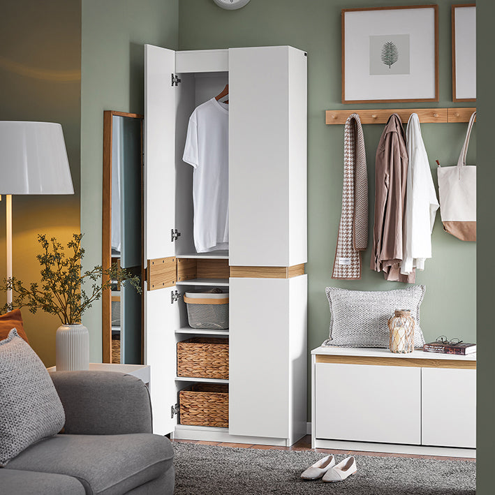 SoBuy | Guardaroba con 2 ante | Armadio alto | Armadio contenitore | Bianco | KSB01-W