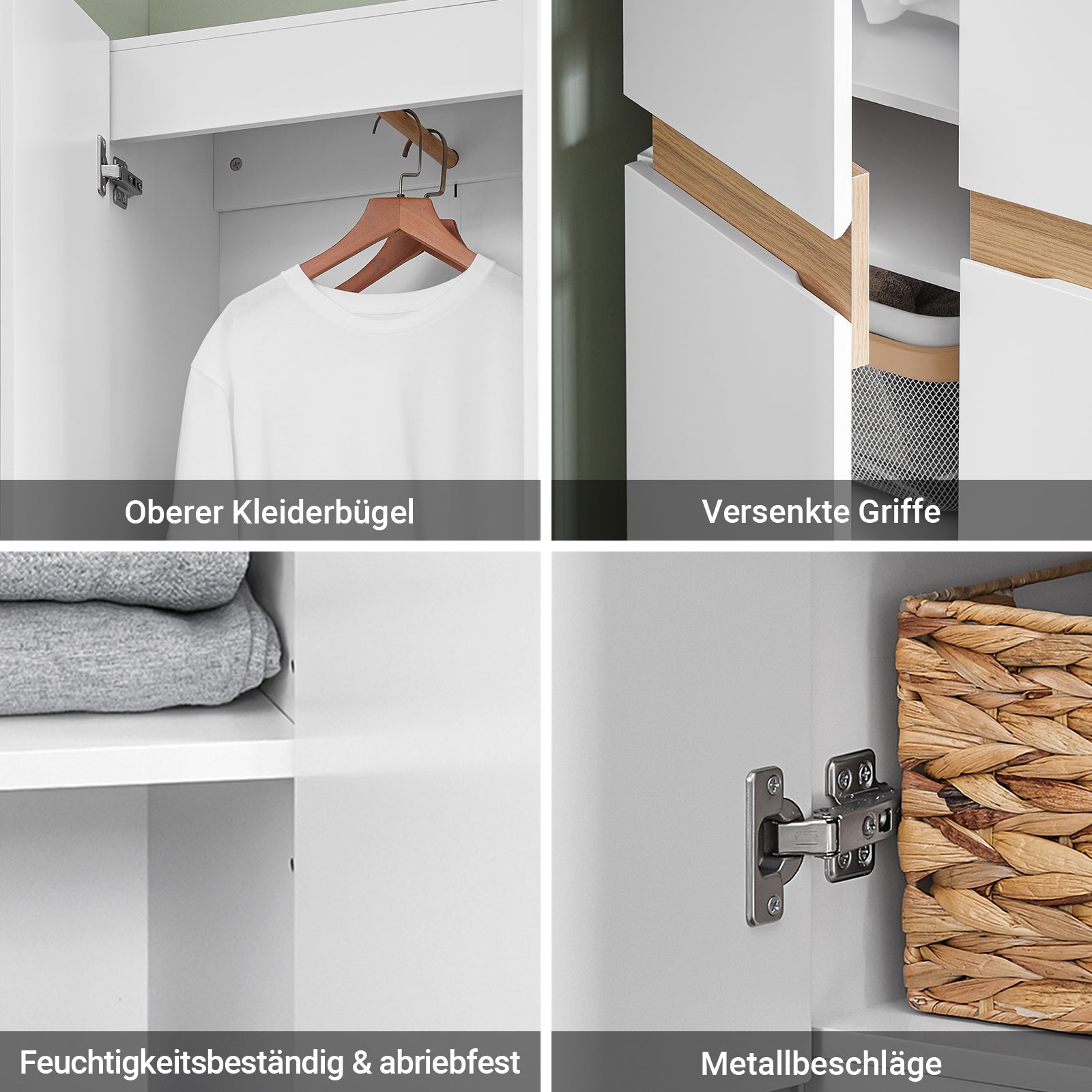 SoBuy | Guardaroba con 2 ante | Armadio alto | Armadio contenitore | Bianco | KSB01-W