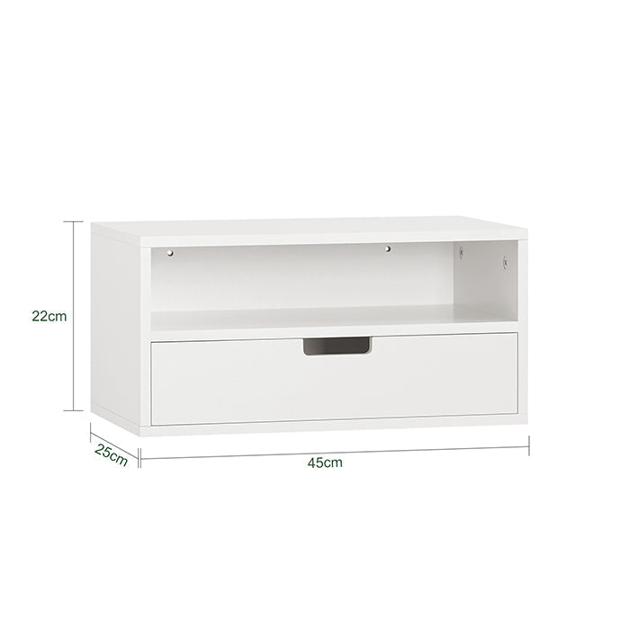 SoBuy | Table de Chevet | Étagère de Nuit | Étagère Murale Flottante | Armoire Murale | NKD03-W