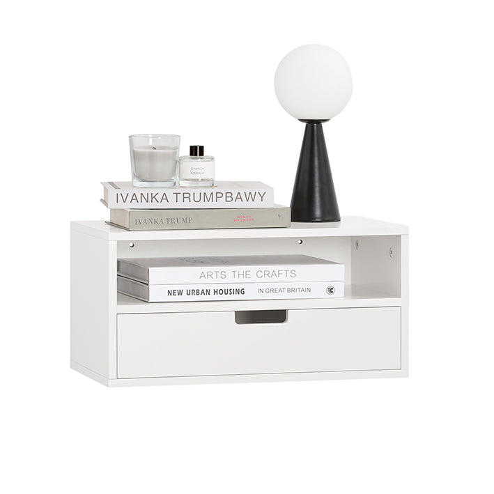 SoBuy | Comodino | Mensola da notte | Mensola galleggiante | Pensile a muro | NKD03-W