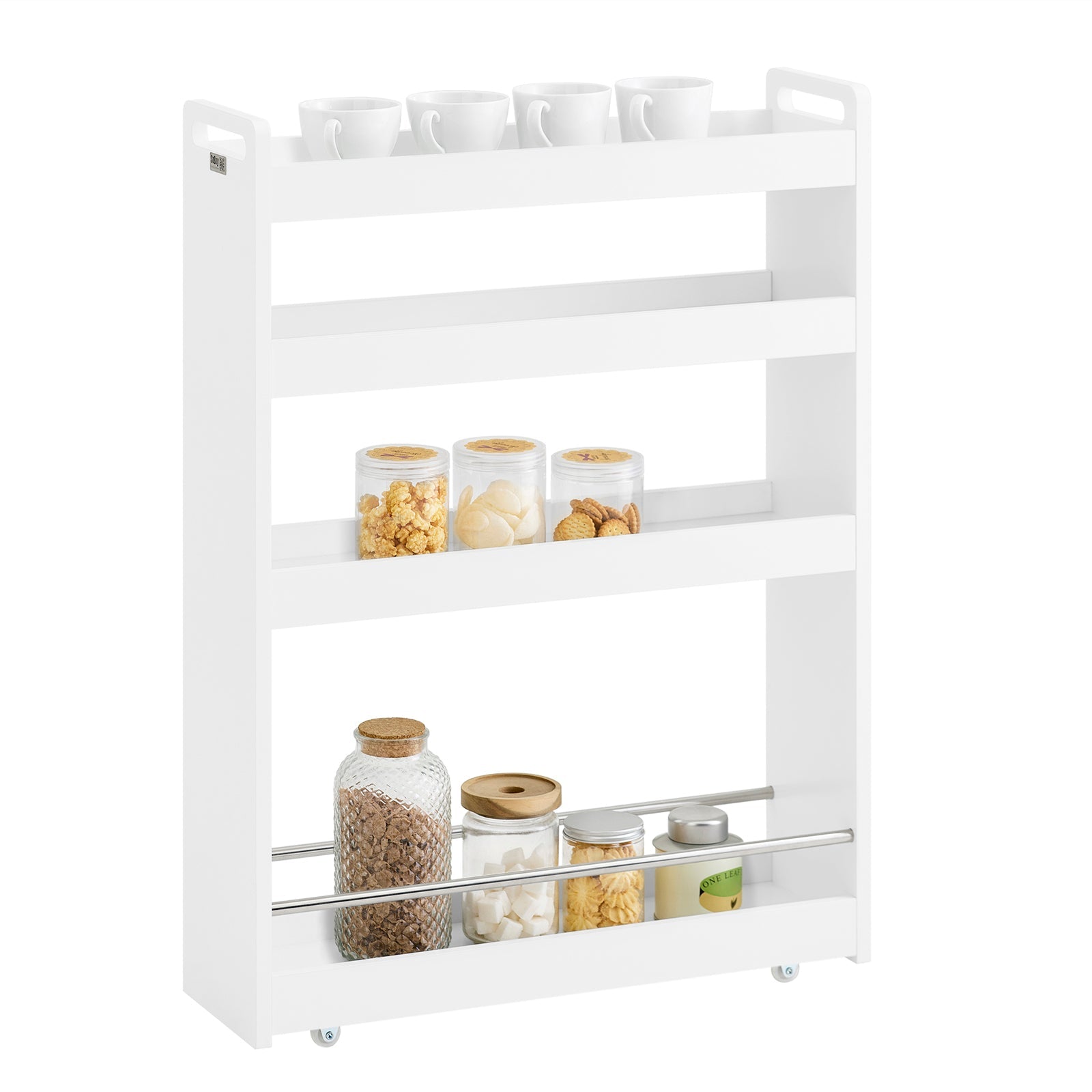 SoBuy | Carrello per nicchie da 18 cm | Carrello da bagno | Scaffale da cucina Bianco | NSR01-W