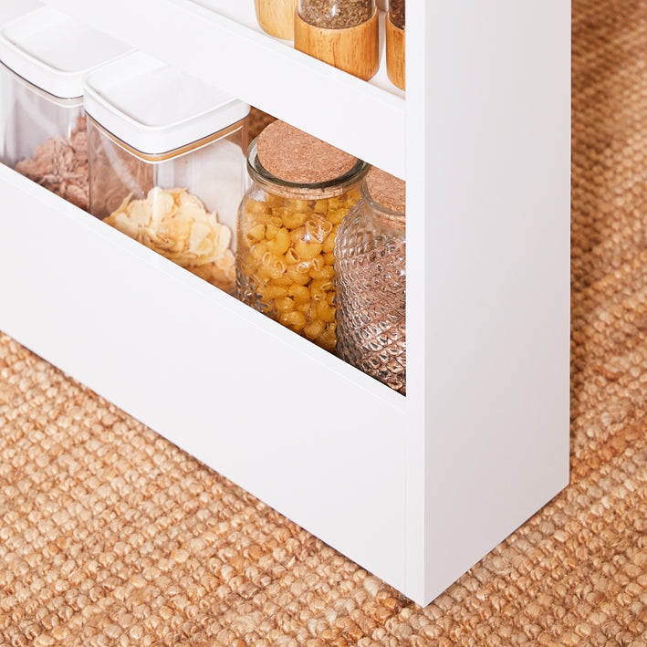 SoBuy | Chariot de rangement 15 cm de large | Chariot de salle de bain | Étagère de cuisine blanche | NSR12-W
