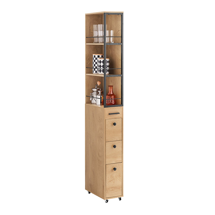 SoBuy | Scaffale a nicchia con 3 cassetti | con ruote | Carrello per nicchie | Scaffale stretto | NSR13-N