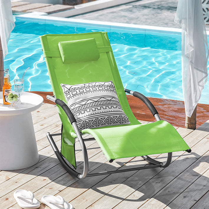 SoBuy Set 2 sedie a sdraio per giardini, cortili 63x87x150cm Verde OGS28-GRx2