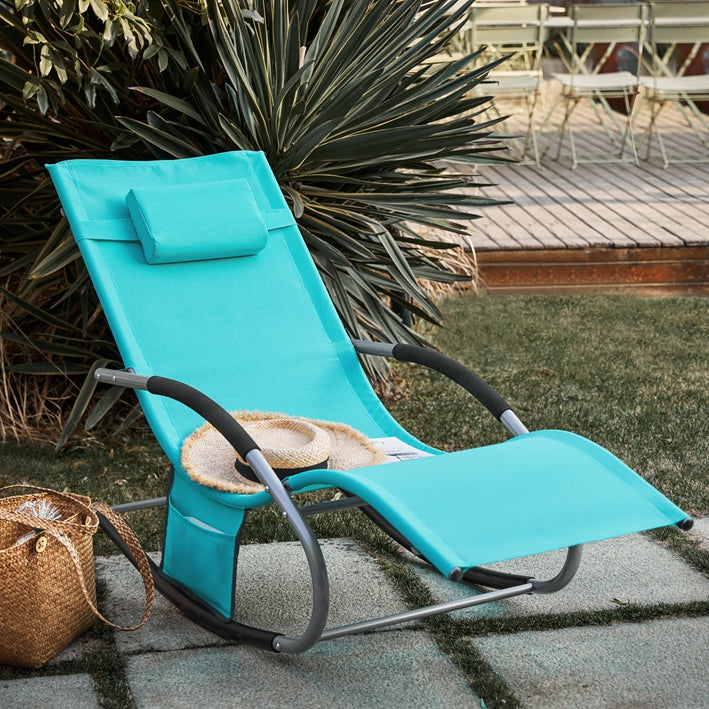 SoBuy Lettino a dondolo per giardini, cortili 63x87x150cm Turchese OGS28-HB