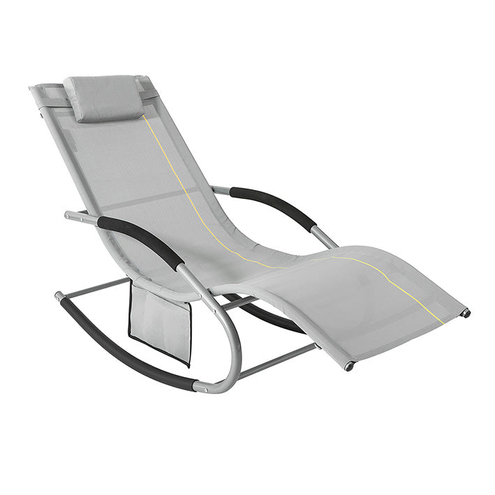 SoBuy Lettino a dondolo Sedia a sdraio per giardini, cortili 63x87x150cm Grigio OGS28-HG
