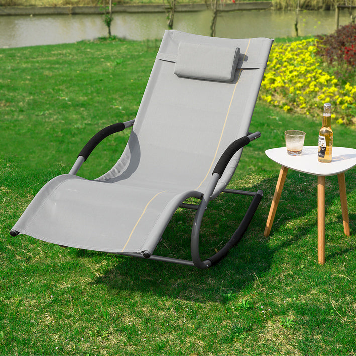SoBuy Lettino a dondolo Sedia a sdraio per giardini, cortili 63x87x150cm Grigio OGS28-HG