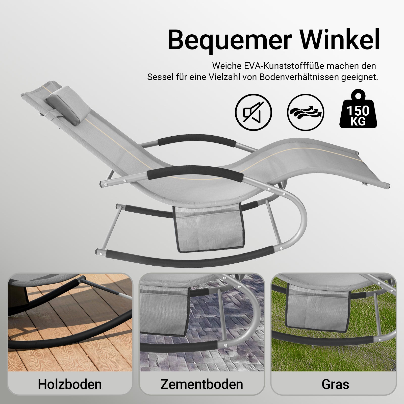 Ensemble de 2 chaises longues SoBuy, transats pour jardin et terrasse, 63 x 87 x 150 cm, gris, OGS28-HGx2