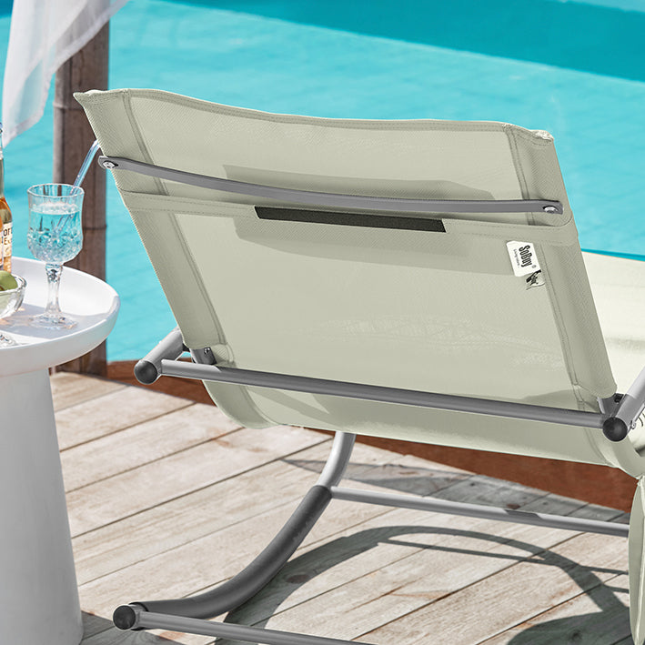 SoBuy Transat bain de soleil à bascule pour jardin, terrasse 63x87x150cm Beige OGS28-MI
