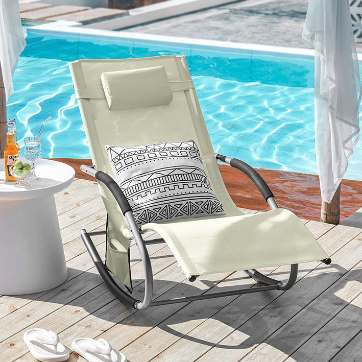 SoBuy Sdraio a dondolo per giardini, cortili 63x87x150cm Beige OGS28-MI
