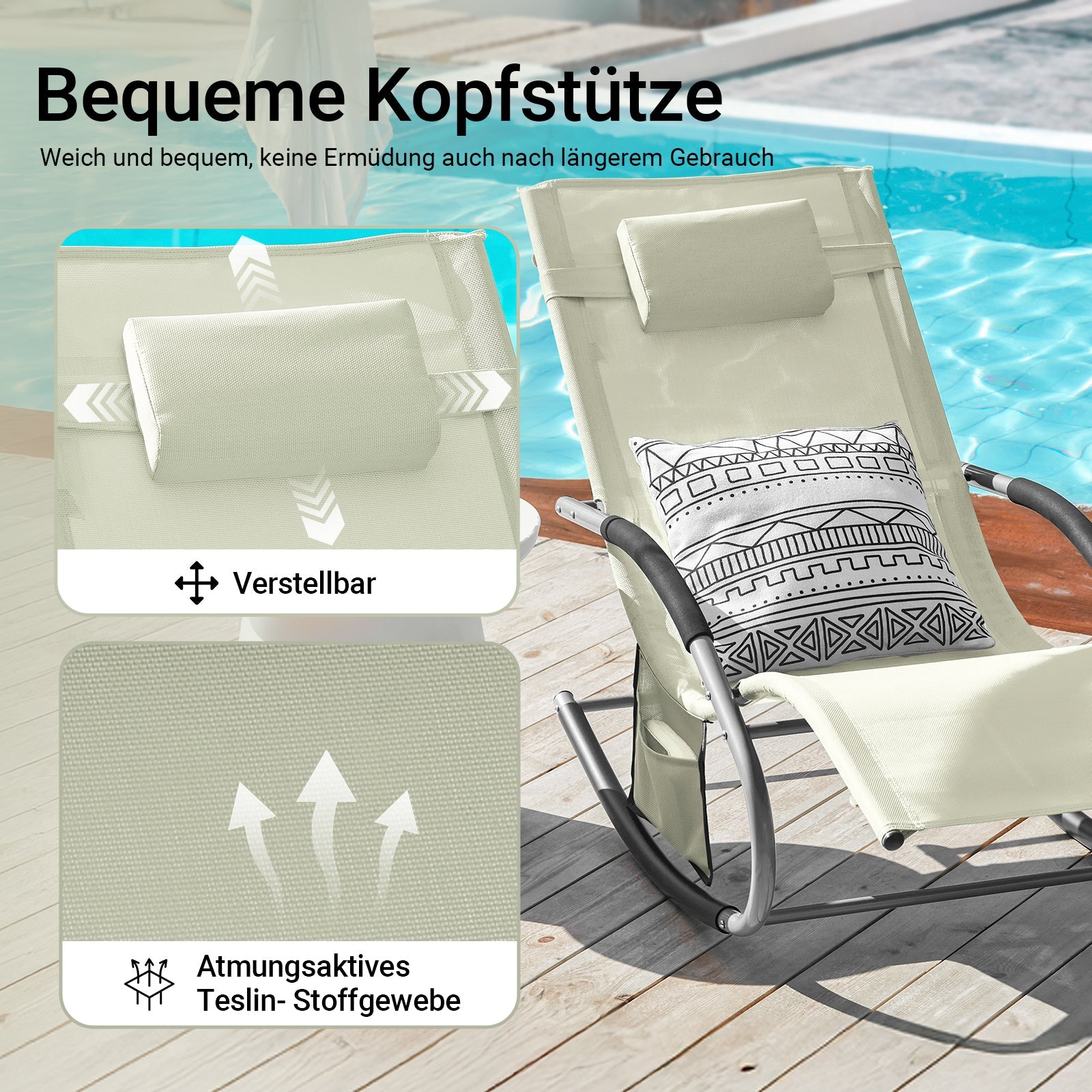 SoBuy Sonnenliege 2-er Set Liegestuhl für Gärten, Höfe 63x87x150cm Beige OGS28-MIx2