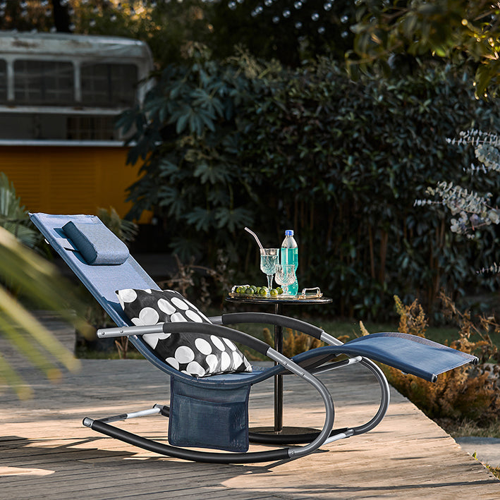 SoBuy Sedia a dondolo a sdraio per giardino, cortile 63x87x150cm Denimblue OGS28-NB