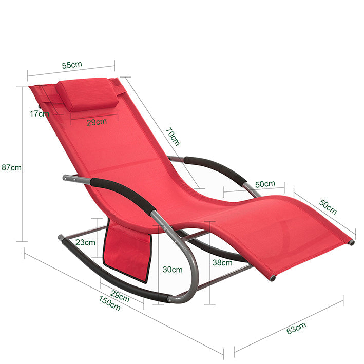 SoBuy Sdraio a dondolo per giardino, cortile 63x87x150cm Rosso OGS28-R