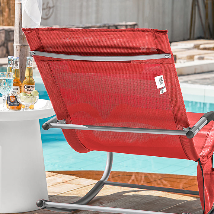 SoBuy Chaise longue à bascule pour jardins, cours 63x87x150cm Rouge OGS28-R