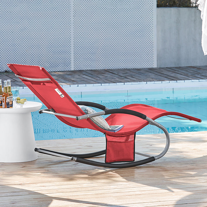 SoBuy Lettino prendisole set da 2, sedia a sdraio per giardini, cortili 63x87x150cm rosso OGS28-Rx2