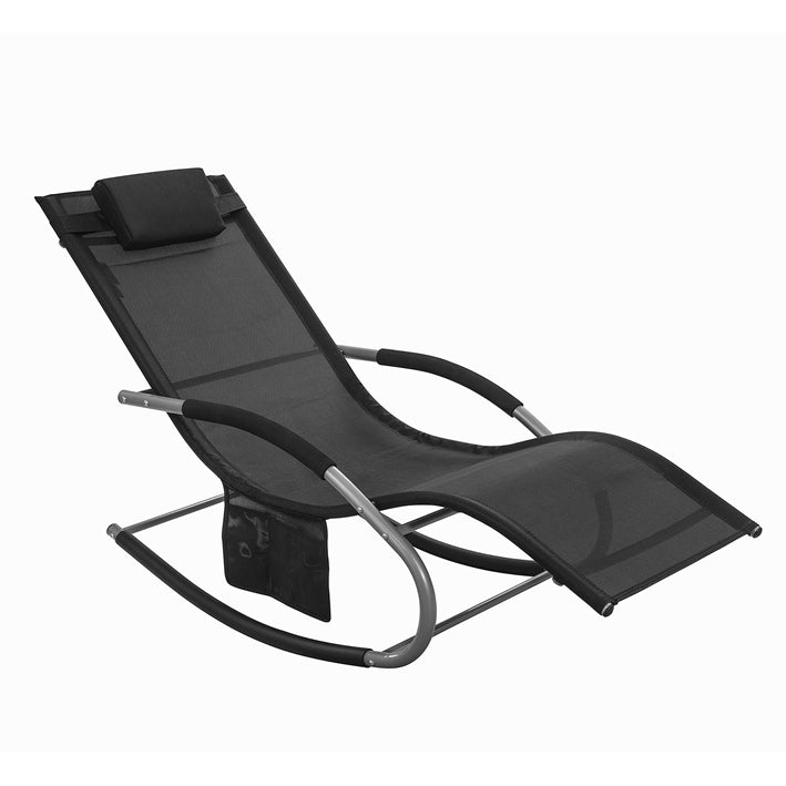 SoBuy Sedia a Sdraio a Dondolo per Giardino, Cortile 63x87x150cm Nero OGS28-SCH