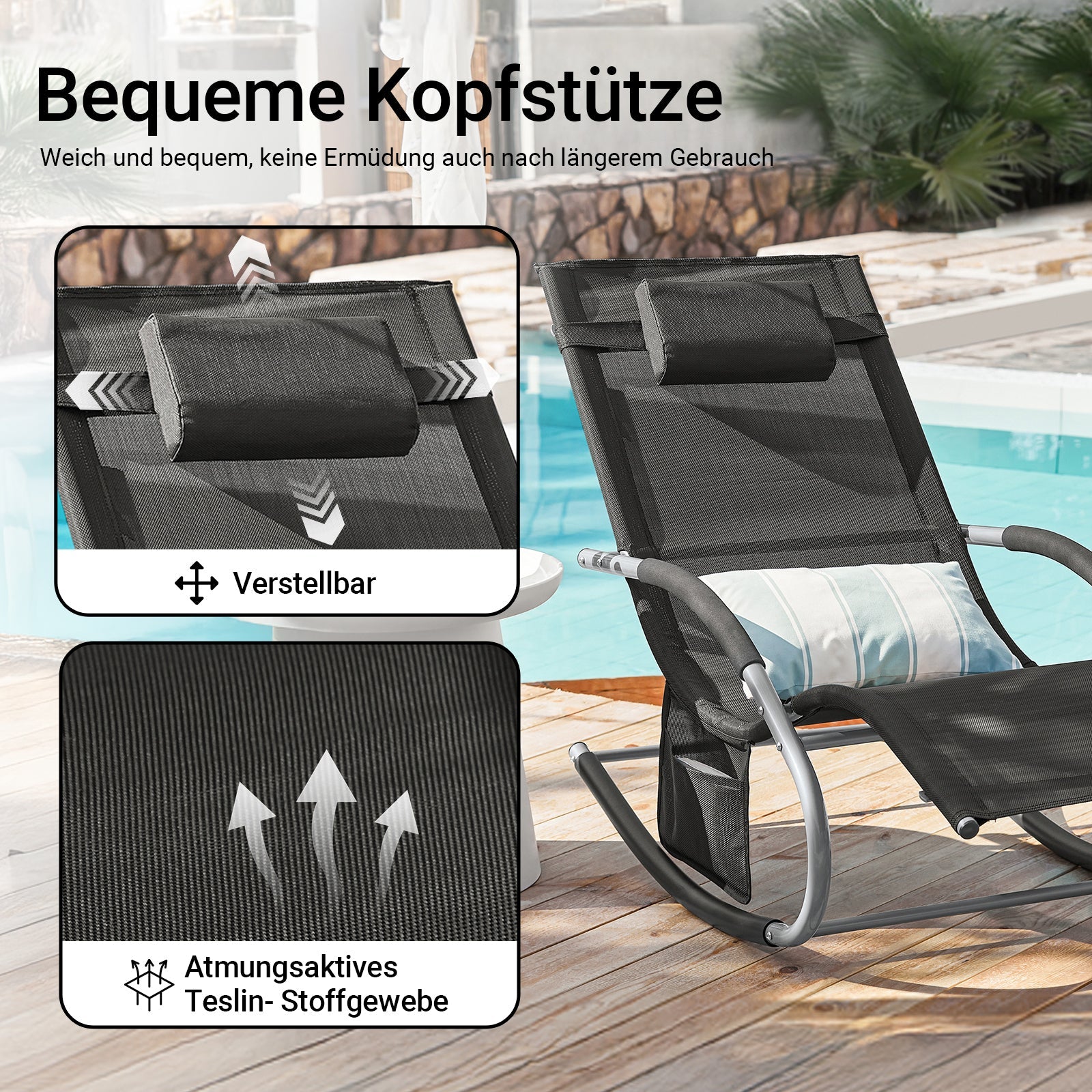 SoBuy Lettino prendisole set da 2 sdraio da giardino e da esterno 63x87x150cm Nero OGS28-SCHx2