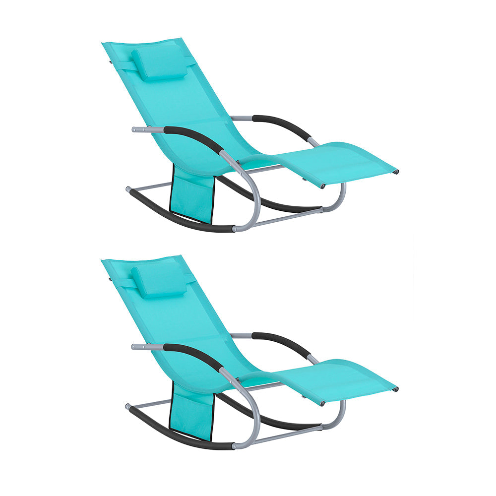 SoBuy Lettino prendisole set da 2, sedia a sdraio per giardini, cortili 63x87x150cm turchese OGS28-HBx2
