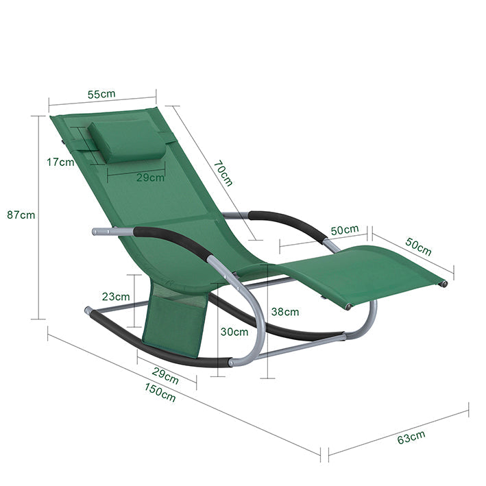 SoBuy Sedia a dondolo reclinabile per giardini, cortili 63x87x150cm Verde scuro OGS28-WD