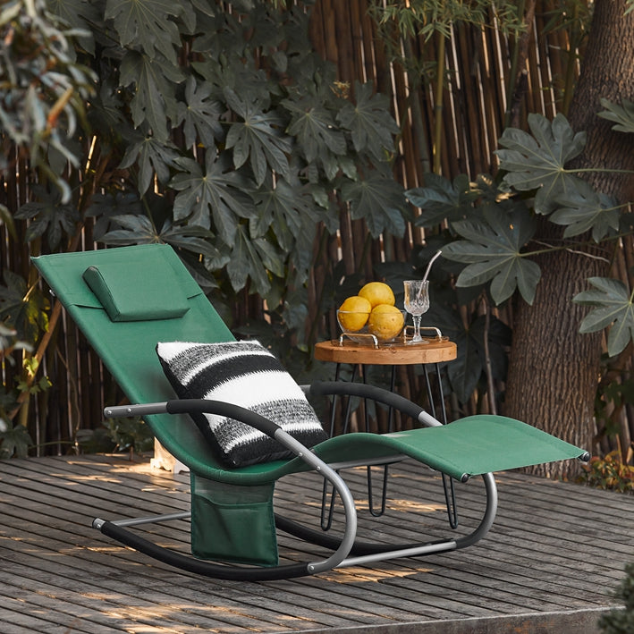 SoBuy Sedia a dondolo reclinabile per giardini, cortili 63x87x150cm Verde scuro OGS28-WD