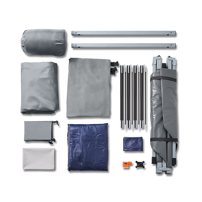 SoBuy | Tenda da campeggio 7 in 1 | 1 persona | Esterno | Brandina | Grigio chiaro | 193x160x86cm | OGS32-HG