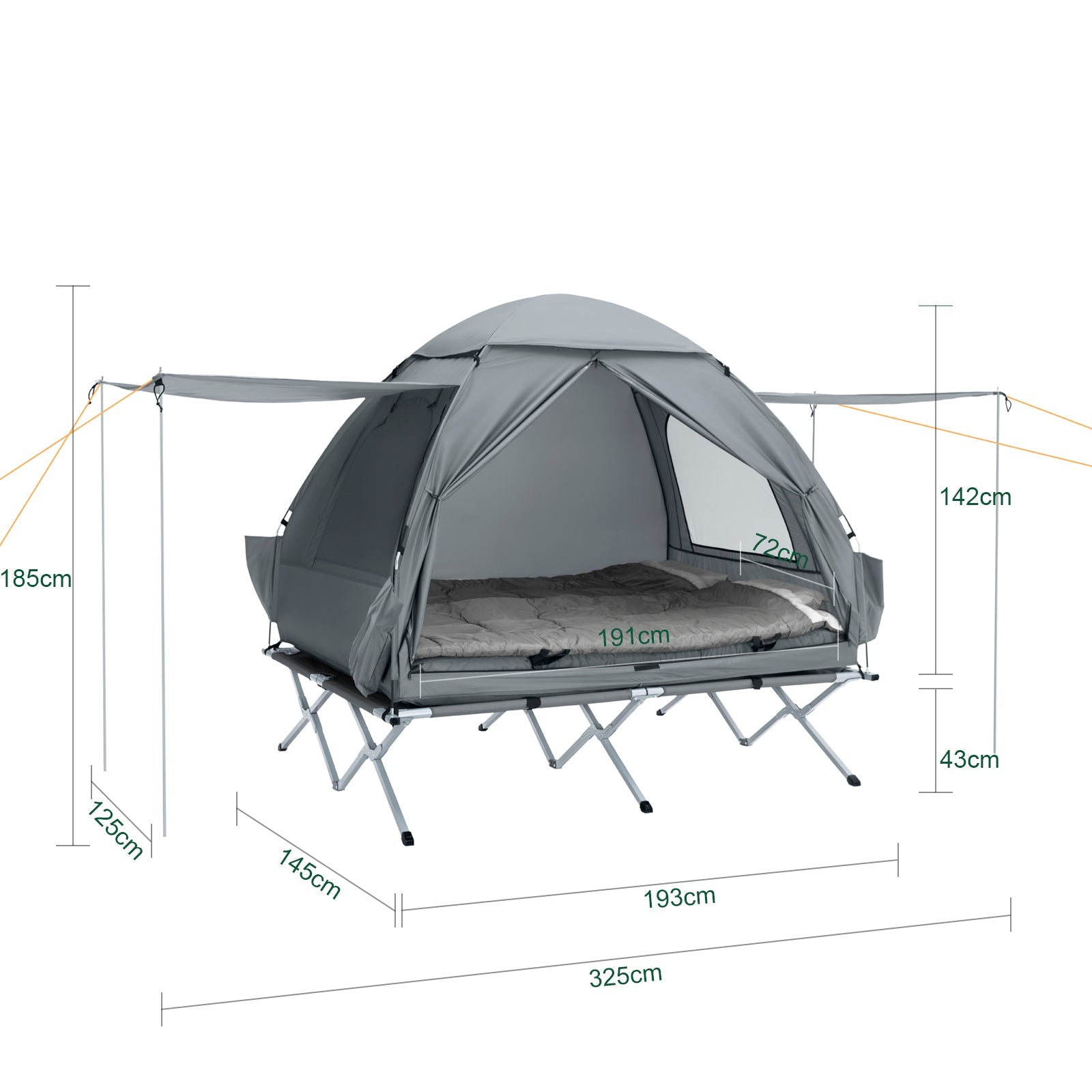 SoBuy | Tenda da campeggio 7in1 | 2 persone | Outdoor | Brandina Grigio Chiaro | 193x188x145cm | OGS32-L-HG