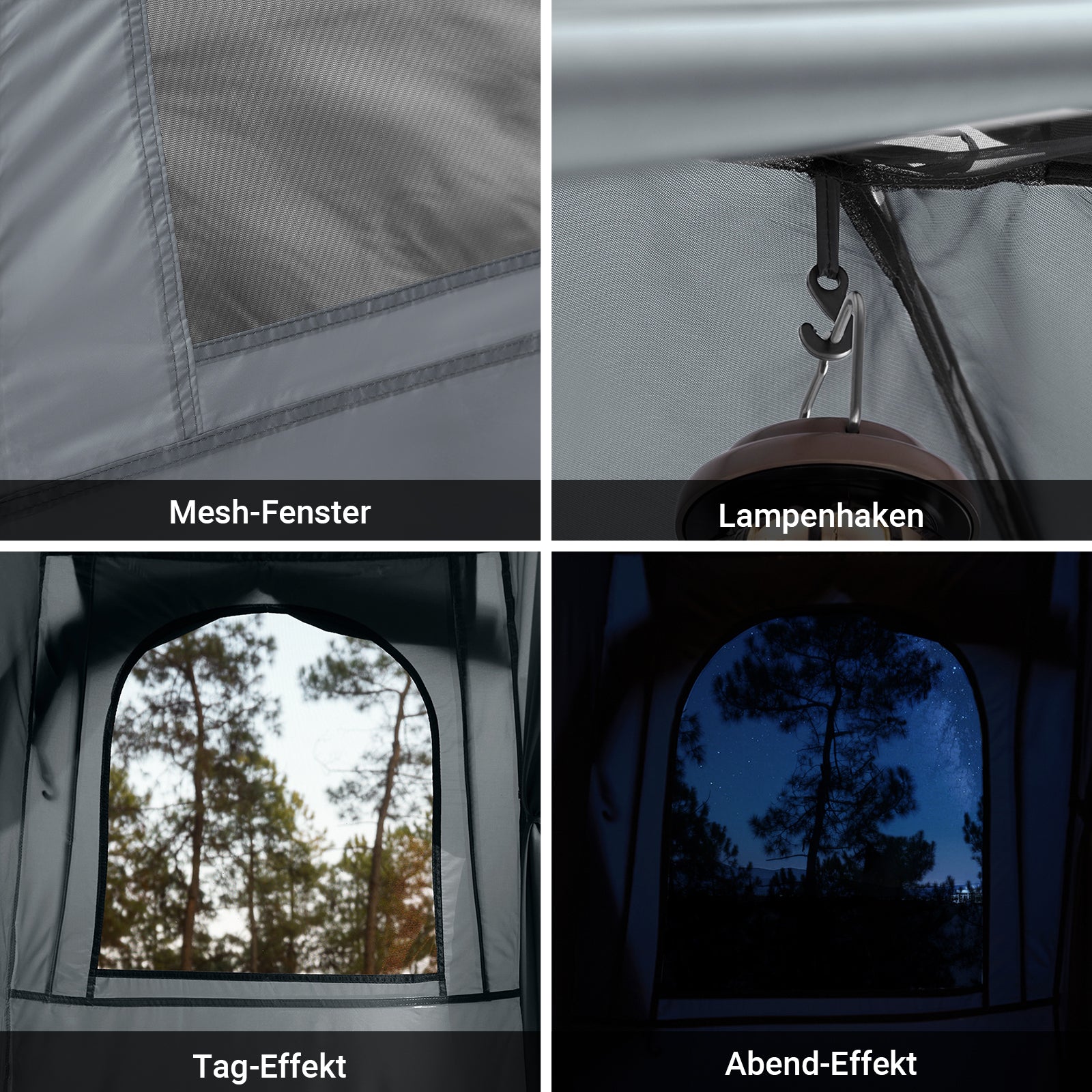 SoBuy | Tenda 3 in 1 tenda da campeggio singola lettino da campo per esterni grigio 193x160x86cm | OGS32-II-HG