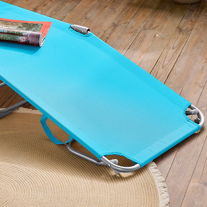 SoBuy | Chaise longue de jardin | Transat pliable | Bain de soleil pour jardins, terrasses, plages | Bleu | OGS35-B