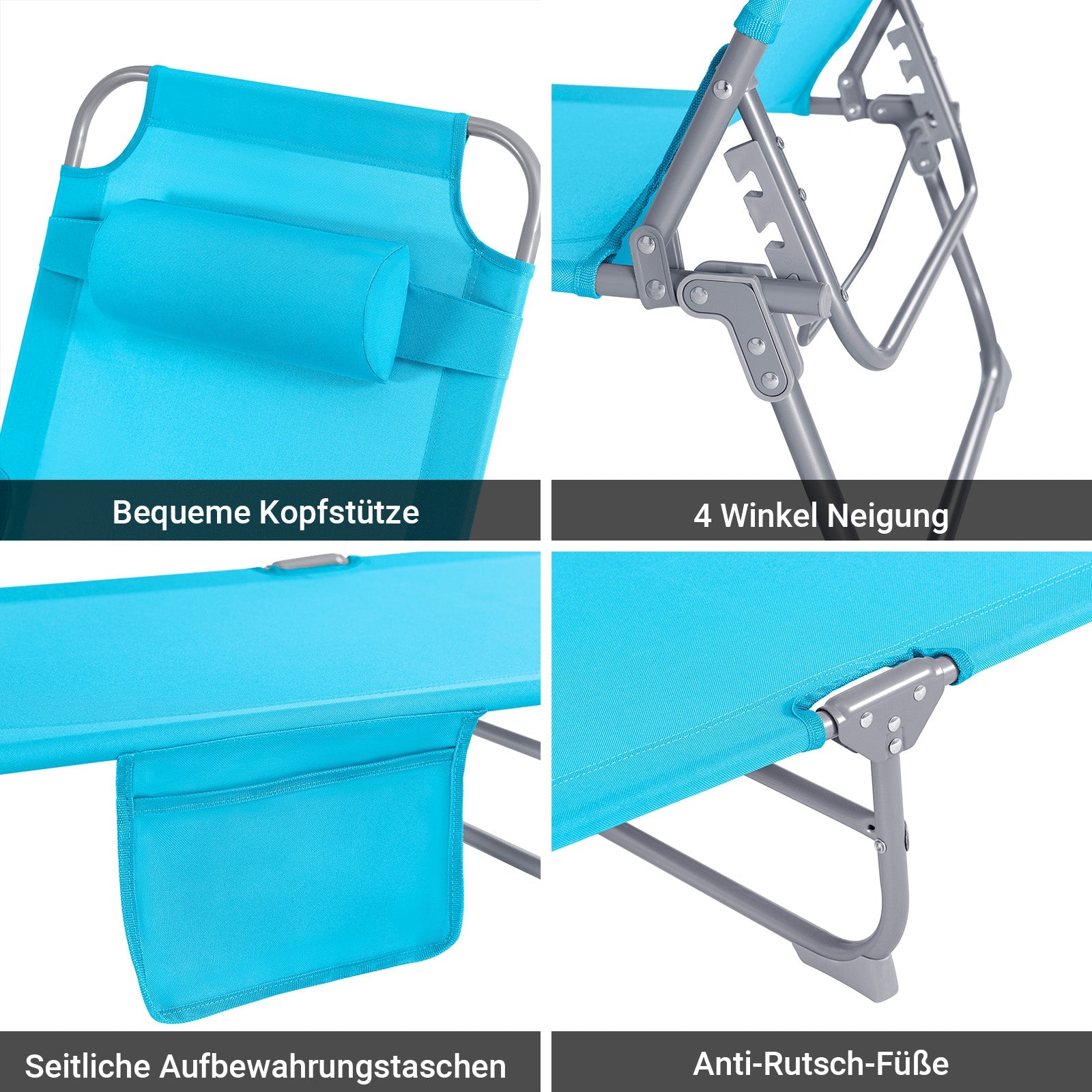 SoBuy | Chaise longue de jardin | Transat pliable | Bain de soleil pour jardins, terrasses, plages | Bleu | OGS35-B