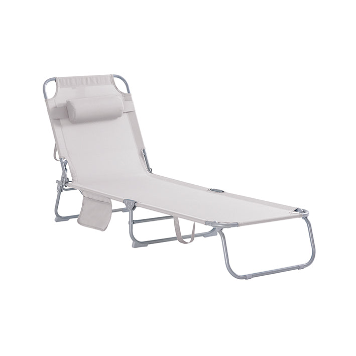 SoBuy | Sdraio da giardino | Lettino prendisole pieghevole | Beige | OGS35-MI