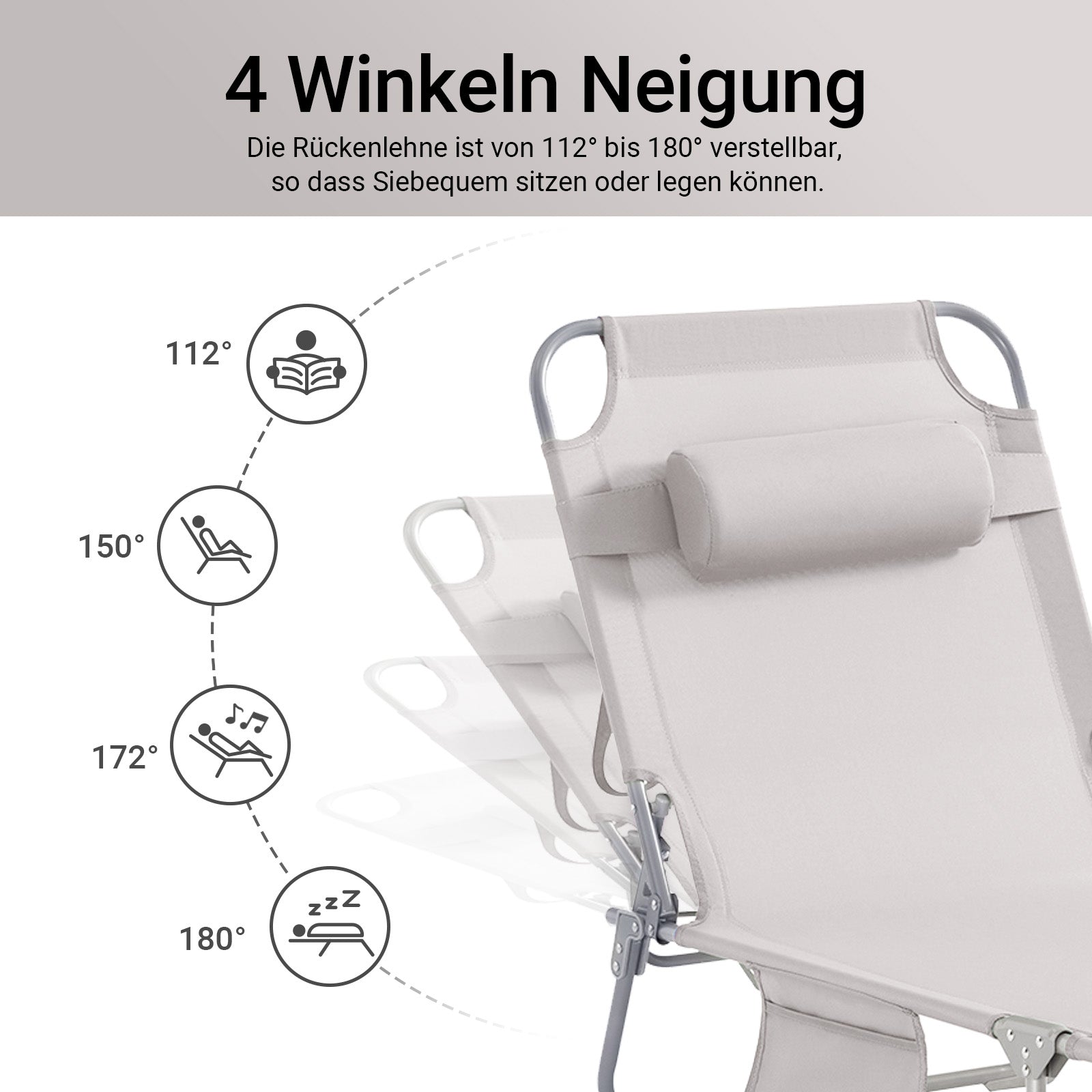 SoBuy | Set di 2 sedie a sdraio da giardino | Lettini prendisole pieghevoli | Sedie a sdraio per giardini, cortili, spiagge | Beige | OGS35-MIx2