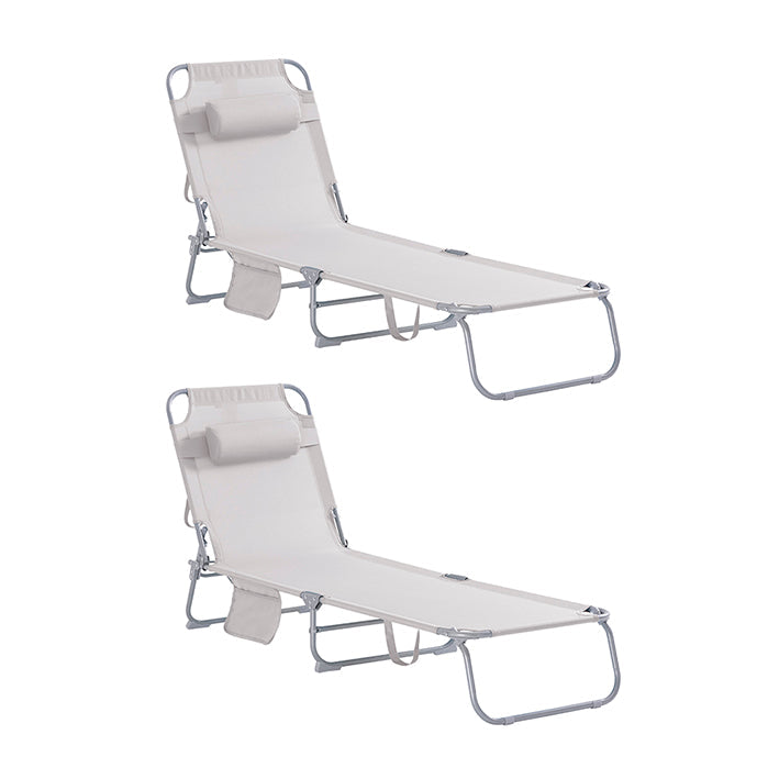SoBuy | Set di 2 sedie a sdraio da giardino | Lettini prendisole pieghevoli | Sedie a sdraio per giardini, cortili, spiagge | Beige | OGS35-MIx2