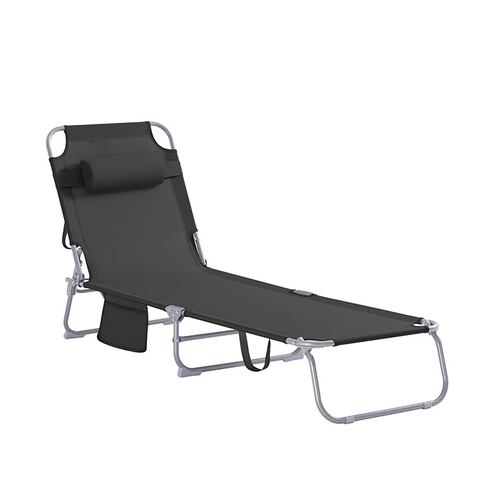 SoBuy | Lettino da giardino | Lettino prendisole pieghevole | Nero | OGS35-SCH