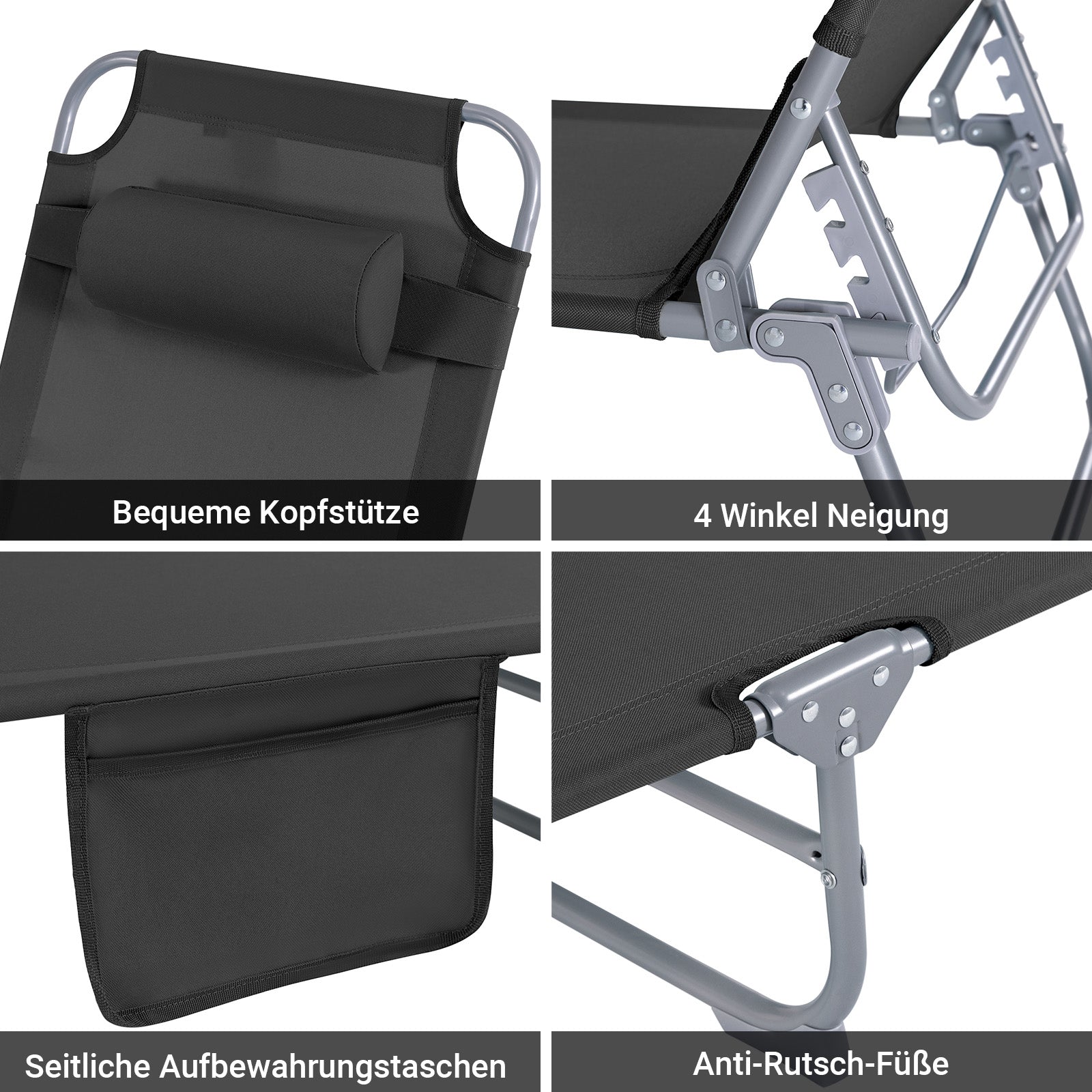 Vorverkauf | SoBuy | Gartenliege | Sonnenliege klappbar | Schwarz | OGS35-SCH