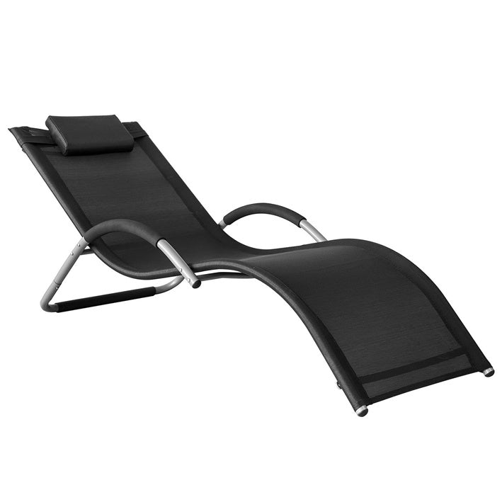 SoBuy Sdraio da Giardino Sedia Relax per Giardini, Cortili 55x67x165cm Nero OGS38-SCH