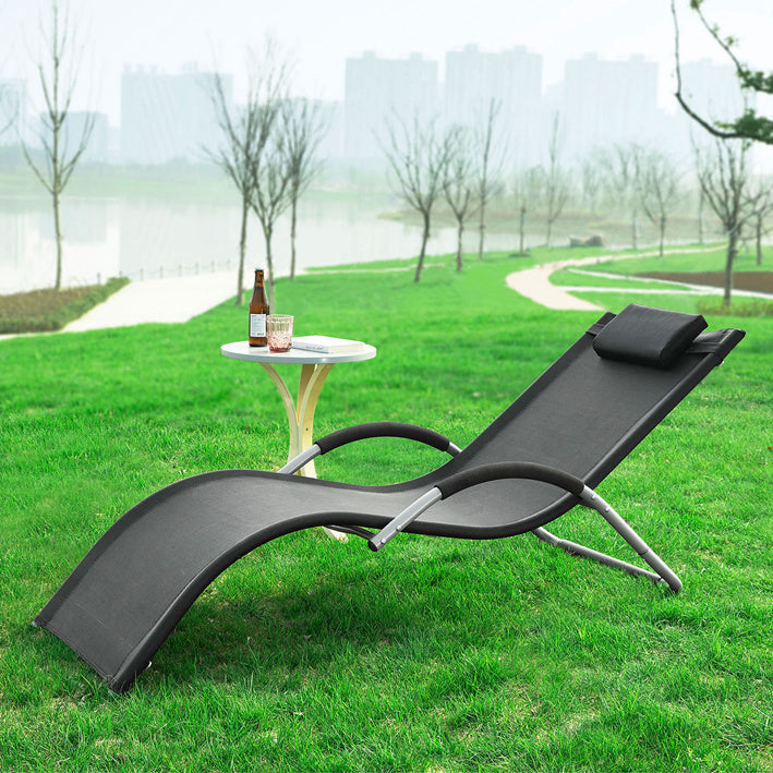 SoBuy Sdraio da Giardino Sedia Relax per Giardini, Cortili 55x67x165cm Nero OGS38-SCH