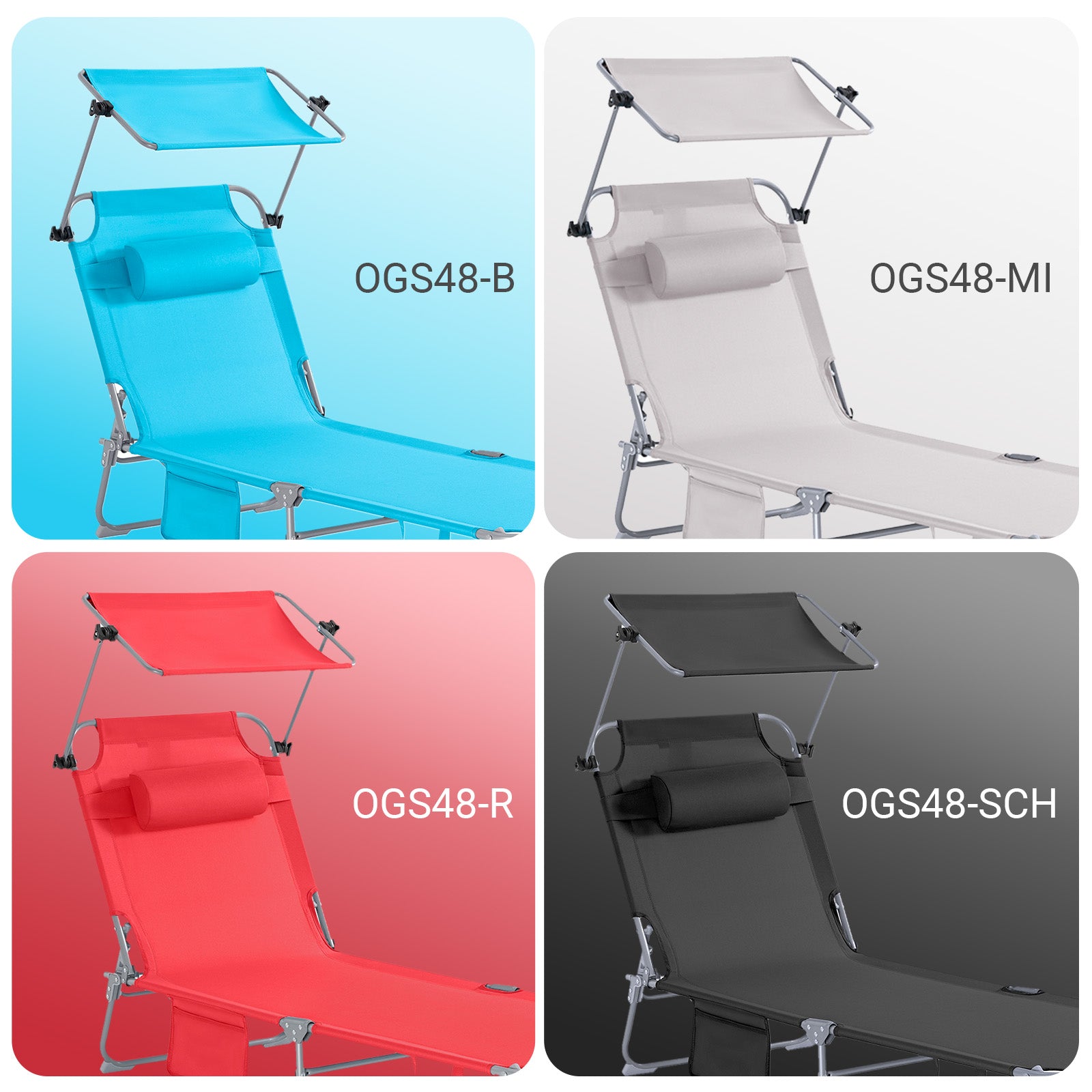 Prevendita | SoBuy | Set di 2 lettini prendisole con tettuccio parasole | Sdraio relax per giardini, spiagge | Beige | OGS48-MIx2