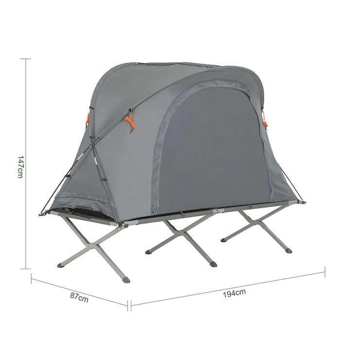 SoBuy Tente 4 en 1 Lit de Camp 1 Place Tente de Camping Pliante Extérieur Gris 194x147x87cm OGS60-HG